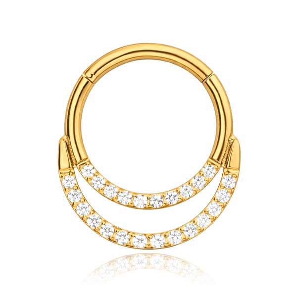Titanium clicker ring - hvide zirkoner - guld - TK-046 1.2/10