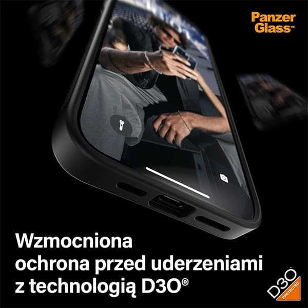 PanzerGlass ClearCase til iPhone 15 Pro Max, certificeret i militærkvalitet - klar sort