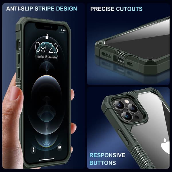 GRØNT ETUI TIL APPLE IPHONE 12 PRO MAX HÆRDET GLASKAMERA A2342