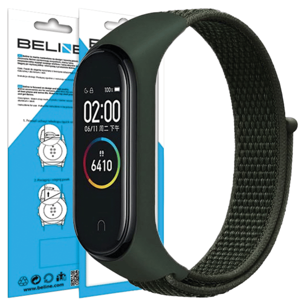 Beline Mi Band 7/6/5/4/3 NylonLoop -ranneke, vihreä