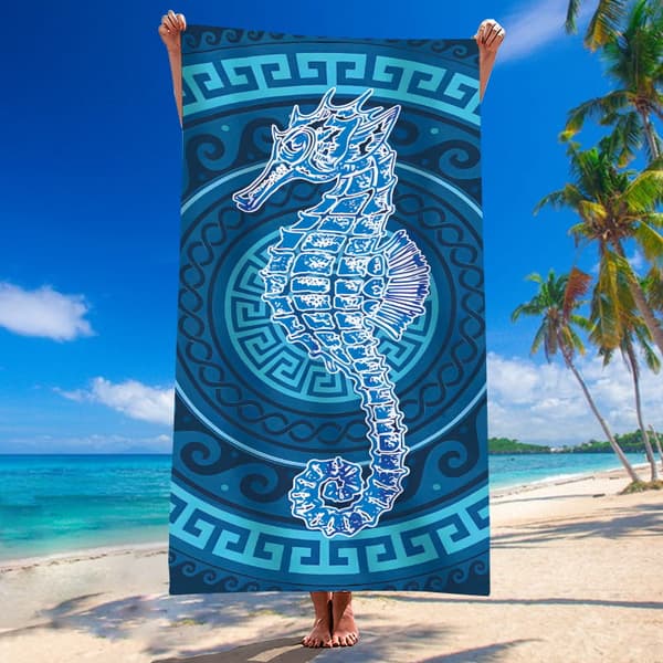 Strandhandduk 70x140 SOMMAR Blå Sjöhäst