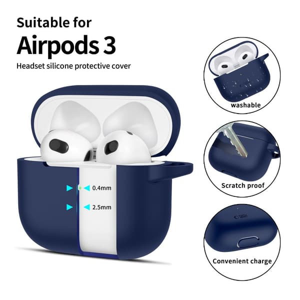 TECH-PROTECT SILIKONEKRAGE TIL APPLE AIRPODS 3 MARINEBLÅ