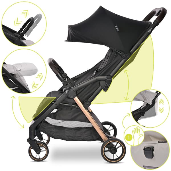 Lorelli Loret - klapvogn med automatisk foldning op til 22 kg | Sort