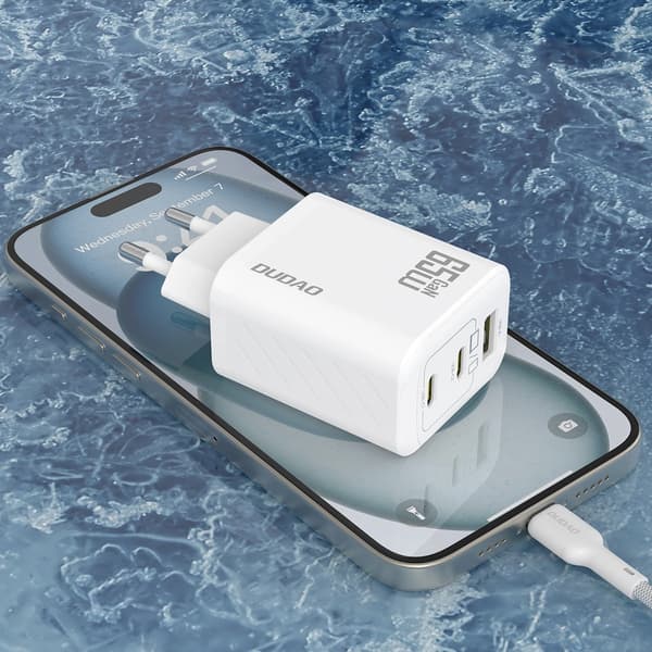 Dudao A29 65W GaN Vægoplader 2 x USB-C + 1 x USB-A - Hvid