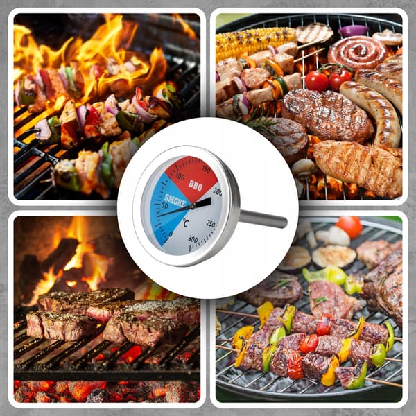 ANALOG TERMOMETER MED SOND FÖR GRILL, RÖK, PIZZAUGN OCH TRYCKKOKARE