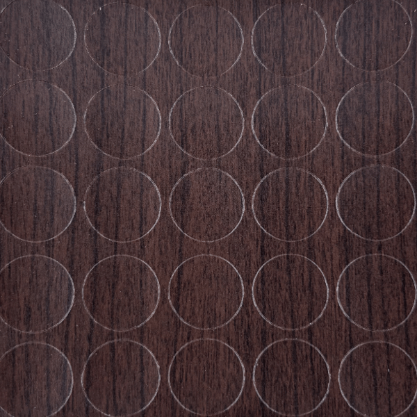 Selvklæbende prop diameter 14 wenge 2 (ark 25 stk.)