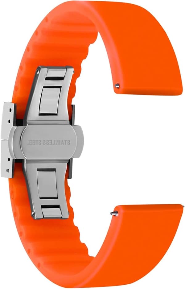 ORANGE SILIKONKLOCKAARMBAND UNIVERSAL SILVERSPÄNNE 16MM