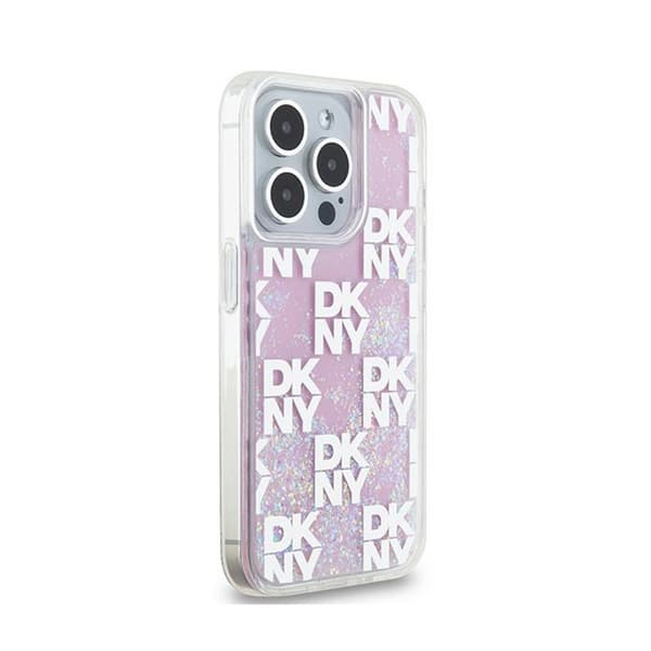 DKNY Liquid Glitter Multilogo - iPhone 15 Pro cover (lyserød)