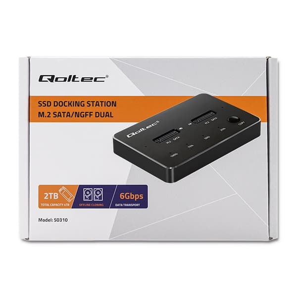 QOLTEC 2X SSD M.2 SATA -telakointiasema