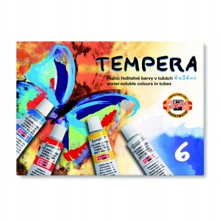 Farverige tempera maling til skole 6 x 16 ml