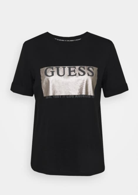 GUESS NAISTEN MUSTA T-PAITA HOPEALLINEN LOGOLLA BASIC ORIGINAL S
