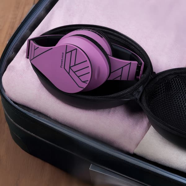 PowerLocus trådløse hovedtelefoner sortlilla BLUETOOTH / microSD / FM