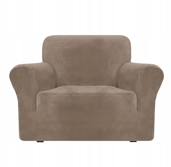 Överdrag för stol soffa 1-sitsig velour elastisk TESS beige