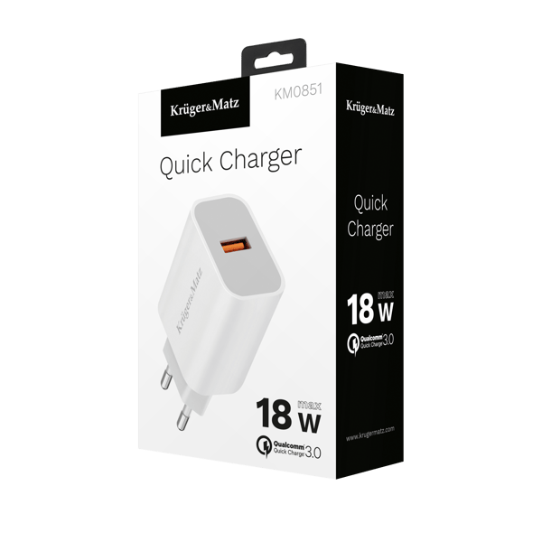 Väggaddare QC 3.0 18W 3A Kruger&Matz