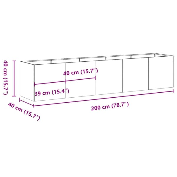 vidaXL urtepotte 200x40x40 cm rustfrit stål