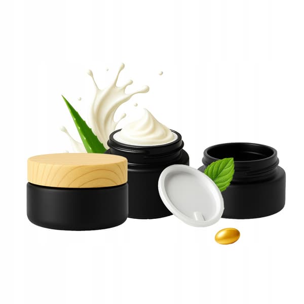 5x Glaskrukker Sort Mat 20g til Creme Balm Kosmetik Glaskrukke