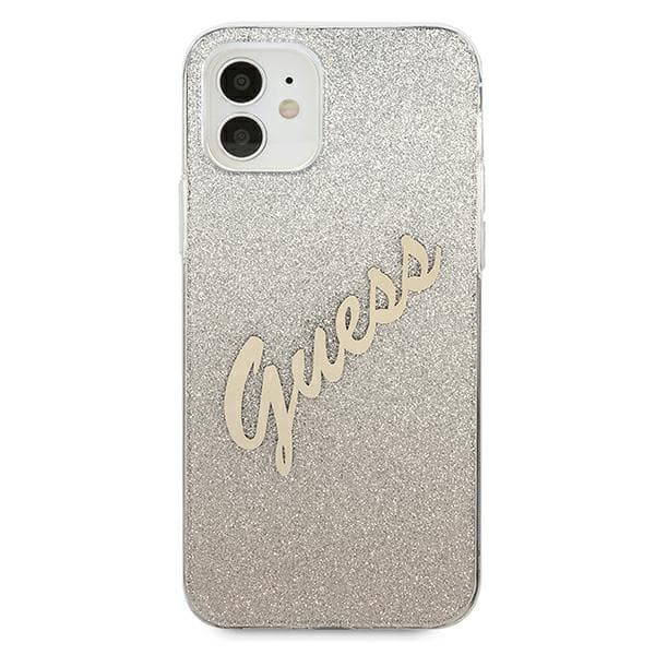Guess GUHCP12SPCUGLSGO iPhone 12 mini5.4 kulta/kultainen kovakuori Glitter Gradient Script