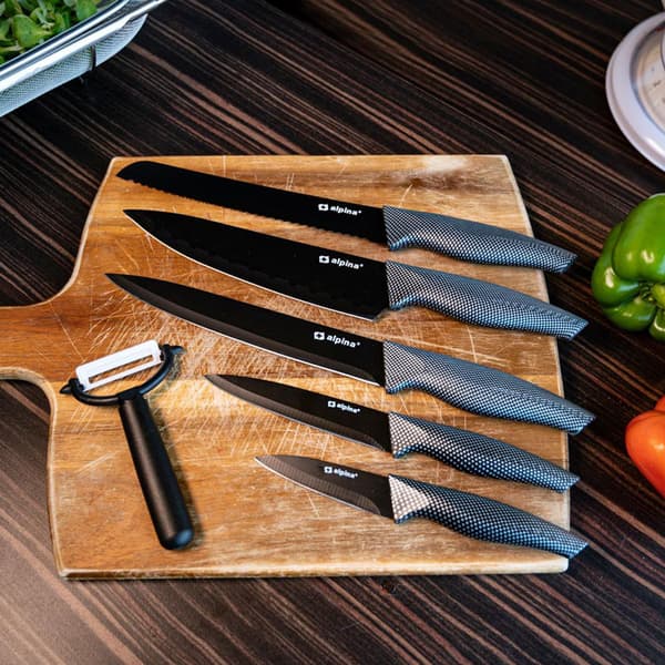 Alpina - INOX knivsæt i rustfrit stål, 6 dele (sort)