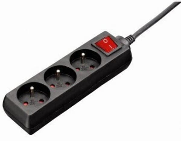 HAMA Standard 3-bens strømskinne, 3m sort P2223744
