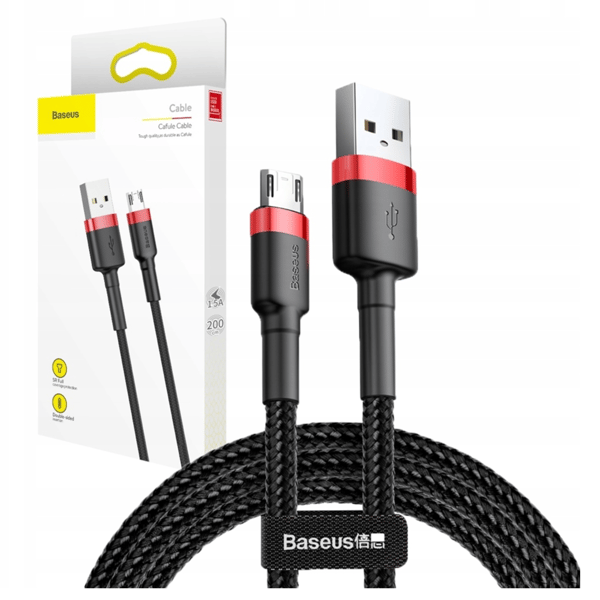 Baseus Cafule USB til Micro USB-kabel 1.5A 2m (Rød-Sort)