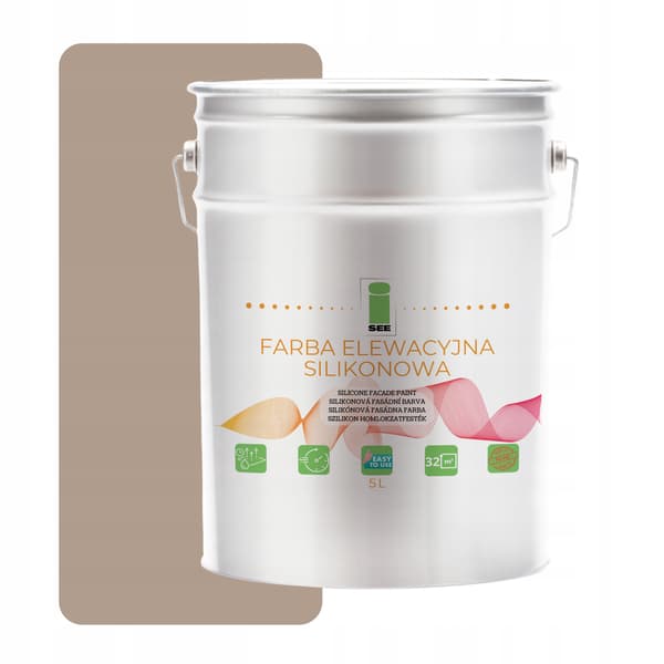 SILIKONFASADFÄRG BEIGE PÄRL 5L ÅNGGENOMTRÄNKNING