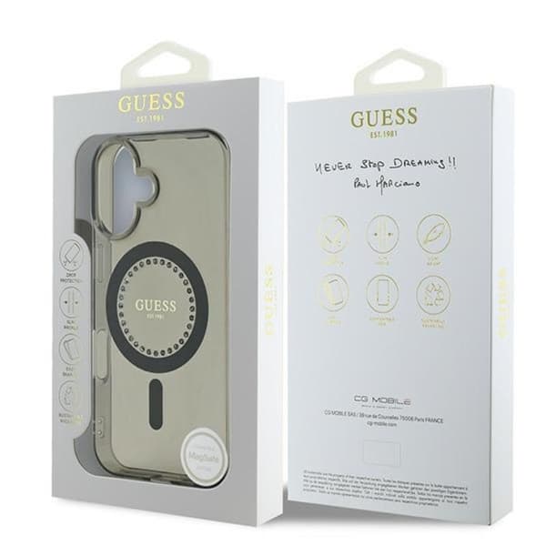 Guess IML Rhinestones MagSafe - iPhone 16 Plus cover (sort)