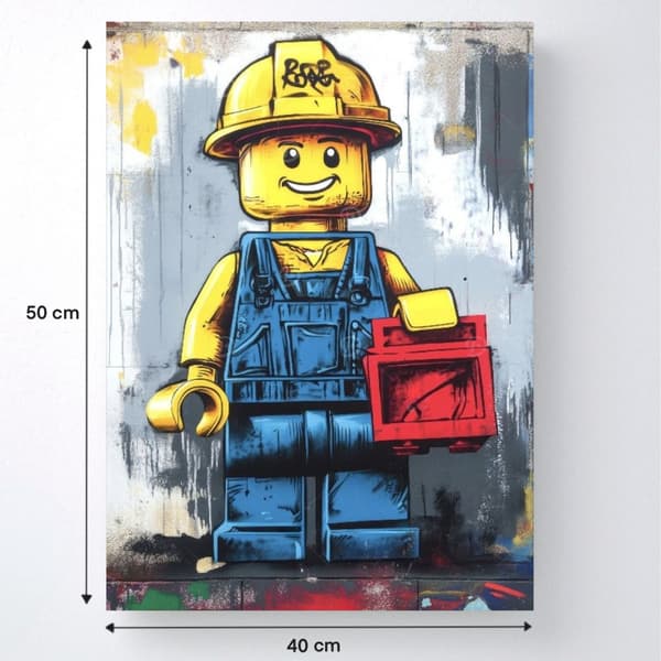 MALING EFTER TAL MED RAMME Malerier - Lego Builder 40x50 cm