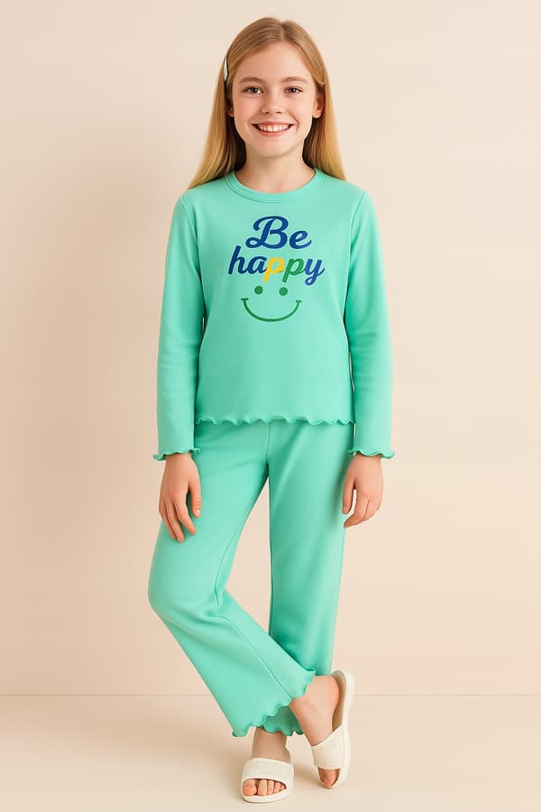 Pigernes BOMULDSPYJAMAS 146 PYJAMAS til PIGER med MINT-print