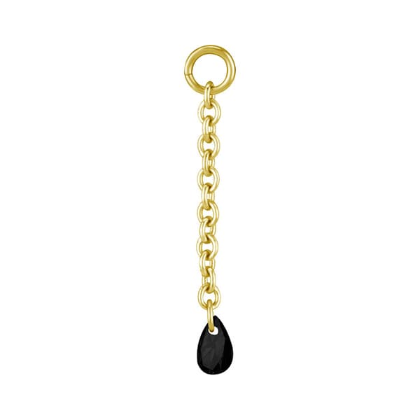 Charmskæde med sort zirkon - guld - D-074 20 mm