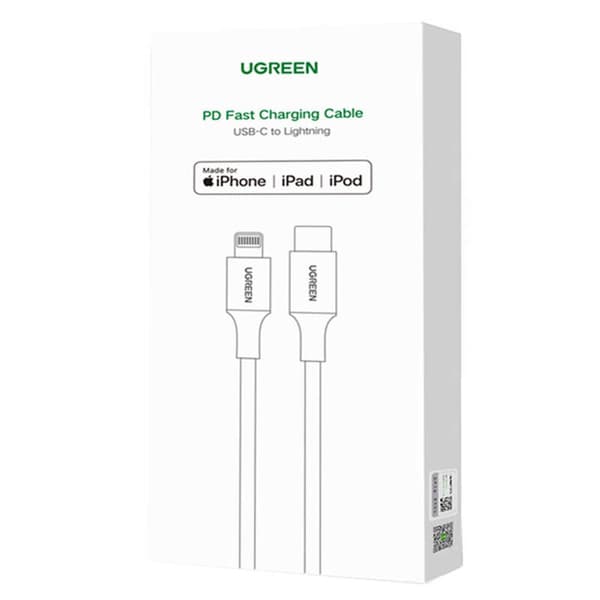 Lightning till USB-C-kabel UGREEN 3A US171, 1,5m (vit)