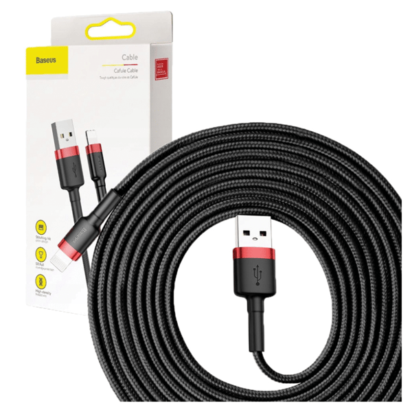 Baseus Cafule 2A Lightning USB-kabel 3m (sort og rød)