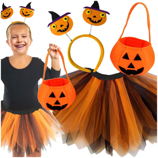 Halloween kostume til piger, græskarnederdel, outfit