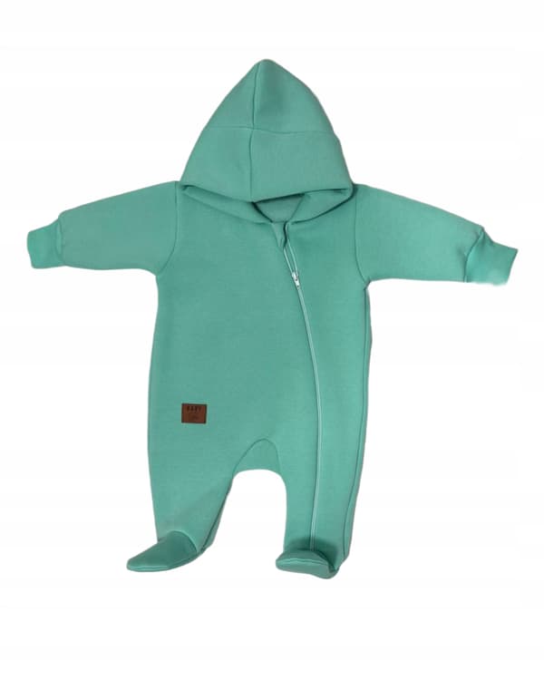 JUMPSUIT til NYFØDT 56 med overgangslynlås FORÅR EFTERÅR MINT