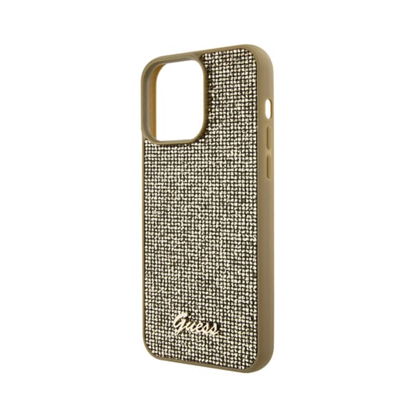 Guess Disco Metal Script - iPhone 15 Pro Max -suojakuori (kulta)