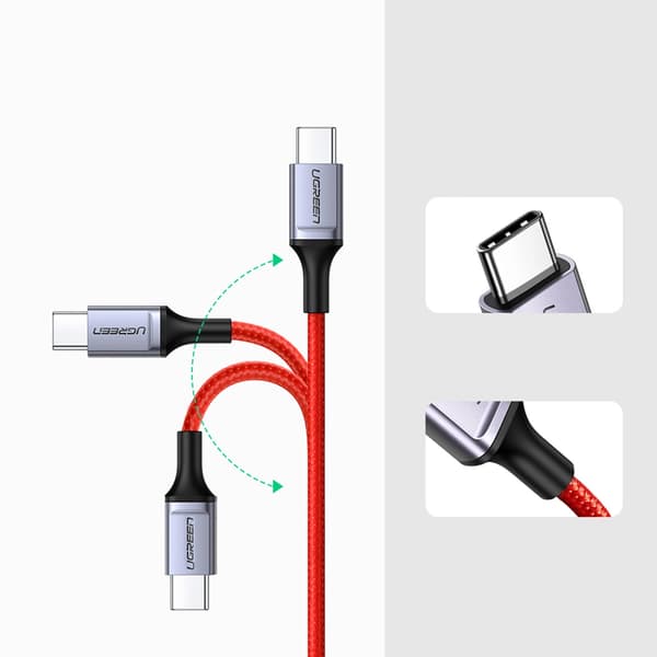 Ugreen US294 USB-C - USB-C 3A 480Mb/s 1m Kabel - Rød