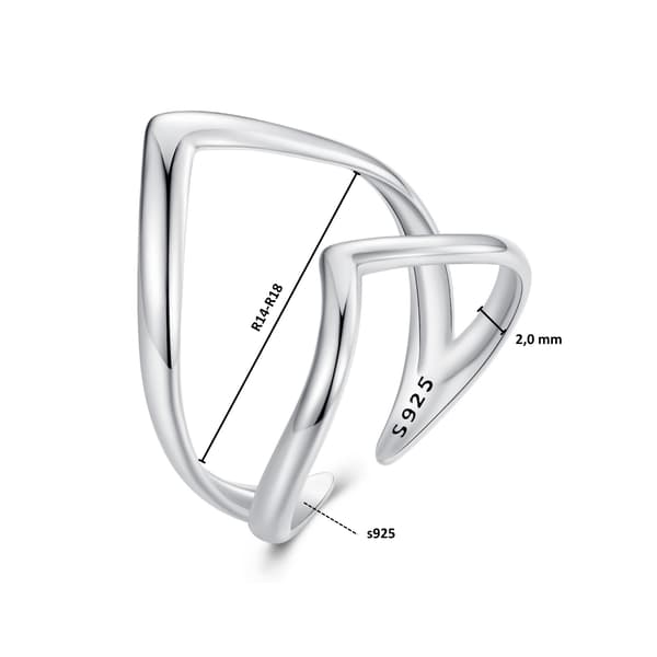 Silver universal dubbelring i form av ett hjärta, silver 925