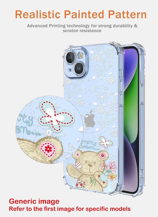 ETUI TIL OPPO RENO9 PRO+ TRANSPARENT BAMSE MED PRÆGEDE HVIDE BLOMSTER