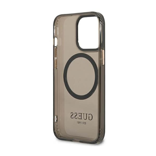 Guess Gold Outline Translucent MagSafe - iPhone 13 Pro Max cover (sort)