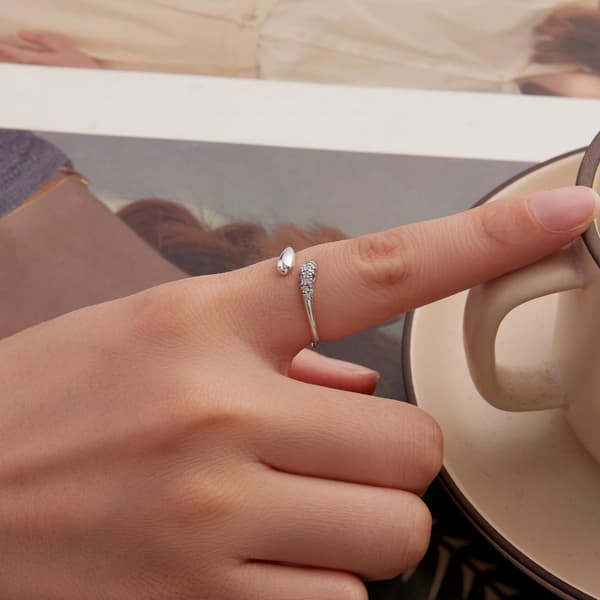 Silver justerbar ring CRISTAL TEARFLOWER 925 silver