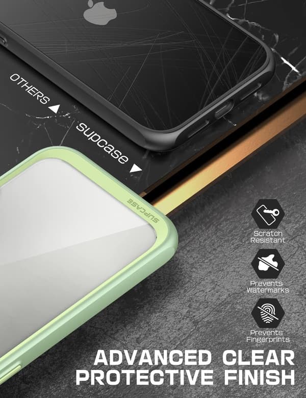 ETUI TIL APPLE IPHONE 13 PRO MAX TRANSPARENT GRØNT ETUI FORSTÆRKET