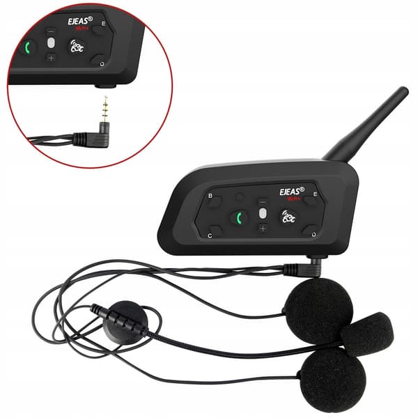 EJEAS V6 Pro+ Motorcykel Intercom til 6 personer FM, Bluetooth, IP67 Qualcomm