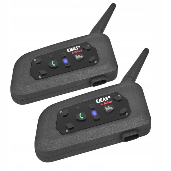 EJEAS V6 Pro+ Motorcykel Intercom til 6 personer FM, Bluetooth, IP67 Qualcomm