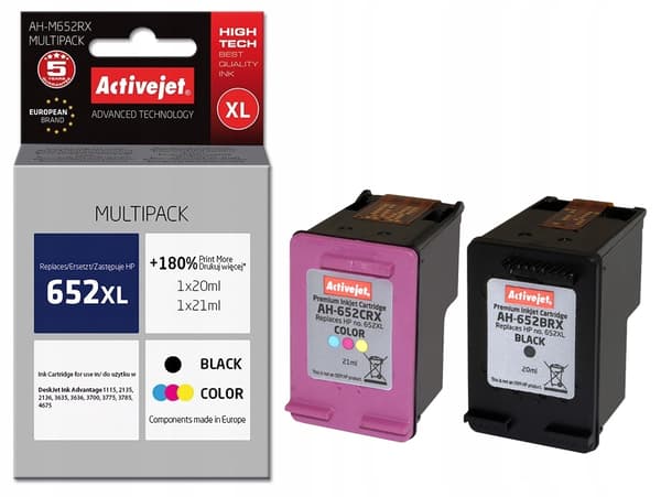 Activejet-erstatningsblæk til HP 652 F6V25/F6V24