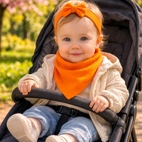 Børne rullekravetørklæde 100% bomuld 6-12M forår efterår orange