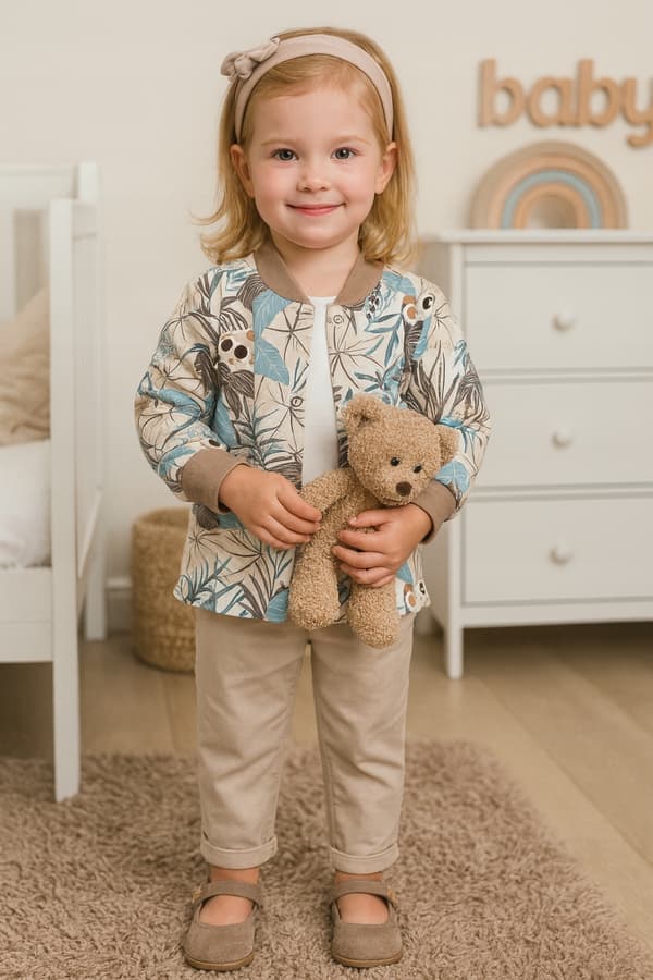 Kaftan 104 barnblus med ståkrage och koalaprint