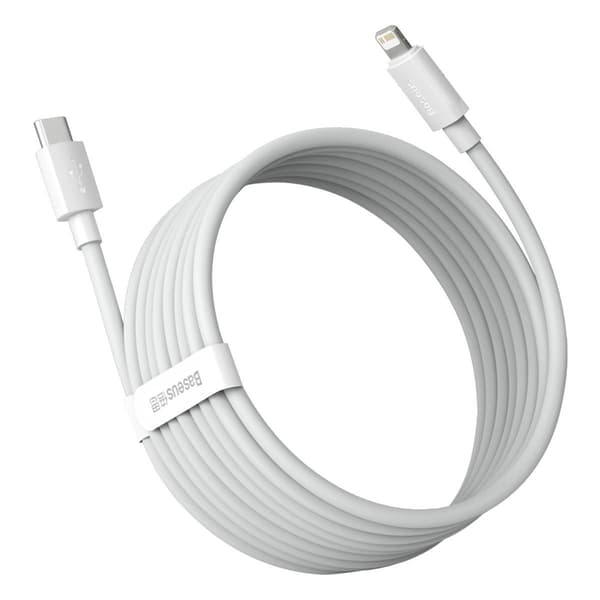 Baseus Simple Wisdom USB-C - Lightning -kaapeli, PD, 20W, 1.5m (valkoinen) 2 kpl.