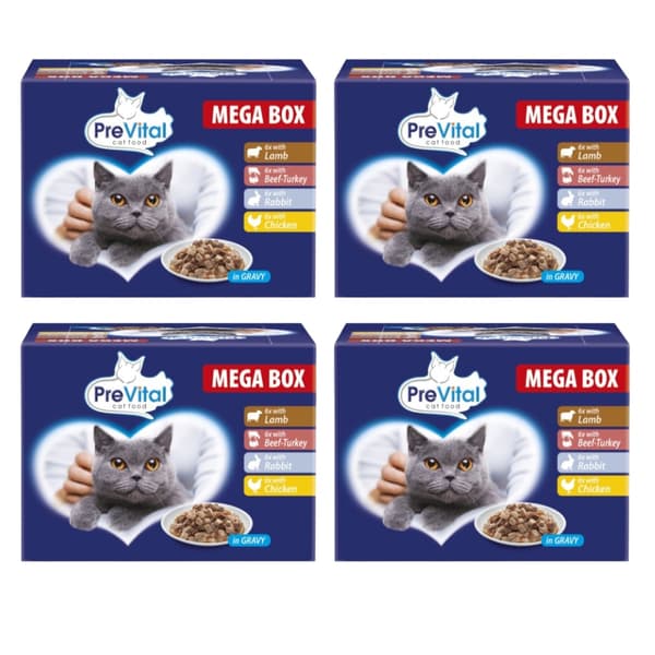 PreVital vådfoder til katte 24 x 100 g, lam, oksekød