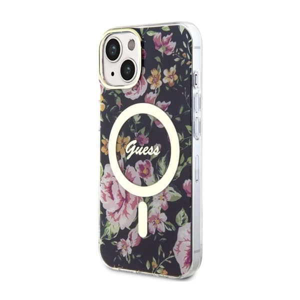 Guess Flower MagSafe - iPhone 14 Plus-skal (svart)