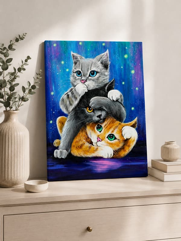 Målning med siffror tre charmiga katter 40x50 cm