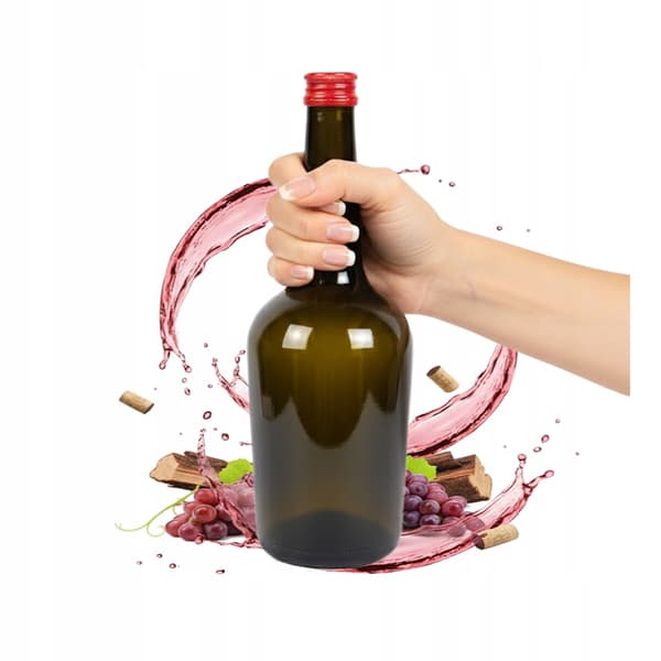 GLORIA OLIVE FLASKA 500ml Flaskor för Likör Vin Present Mörkt Glas